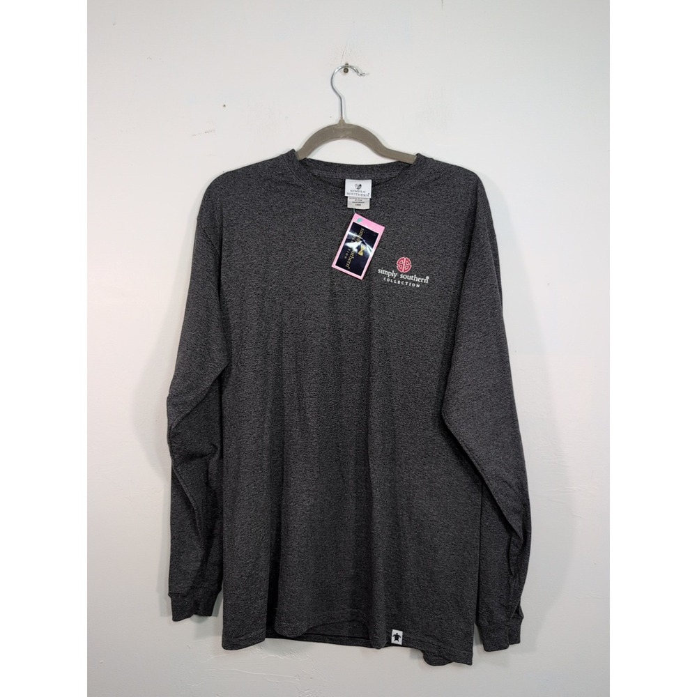 Simply Southern Womens Long Sleeve Tee Gray Tailgates And Touchdowns L New
